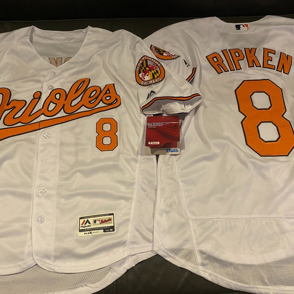 Majestic BALTIMORE ORIOLES CAL RIPKEN Flex Base Men JERSEY Sz 40,44,48,52,56 New